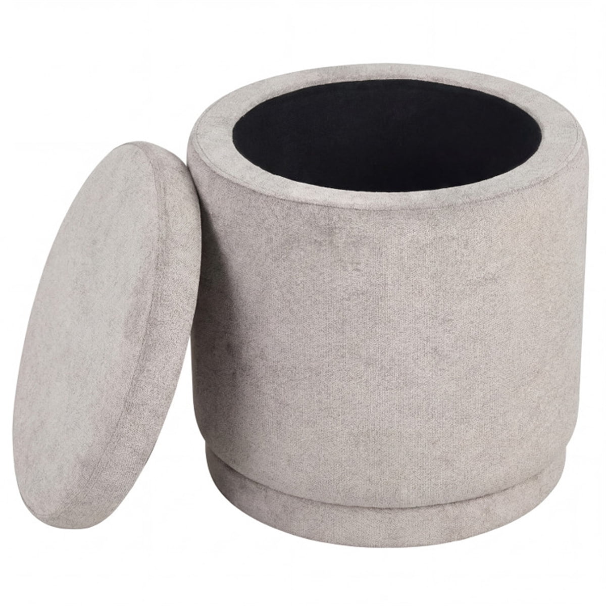 18 Inch Beige Storage Ottoman Foot Rest Acacia Wood Frame