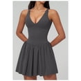 thumbnail image 3 of PISONIC Robe de Tennis à Col en V Profond avec Short Intégré et Soutien-Gorge Robe Athlétique pour Femmes Robe d'Entraînement de Golf d'Été avec Poches, 3 of 7