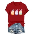 thumbnail image 2 of YueHuiYing Easter Shirts for Women Rabbit Bunny Eggs T Shirt Happy Easter Day Graphic Short Sleeve Tee Tops, 2 of 6