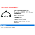 thumbnail image 2 of Front Left Upper Control Arm - Compatible with 2003 - 2011 Mercury Grand Marquis 2004 2005 2006 2007 2008 2009 2010, 2 of 2