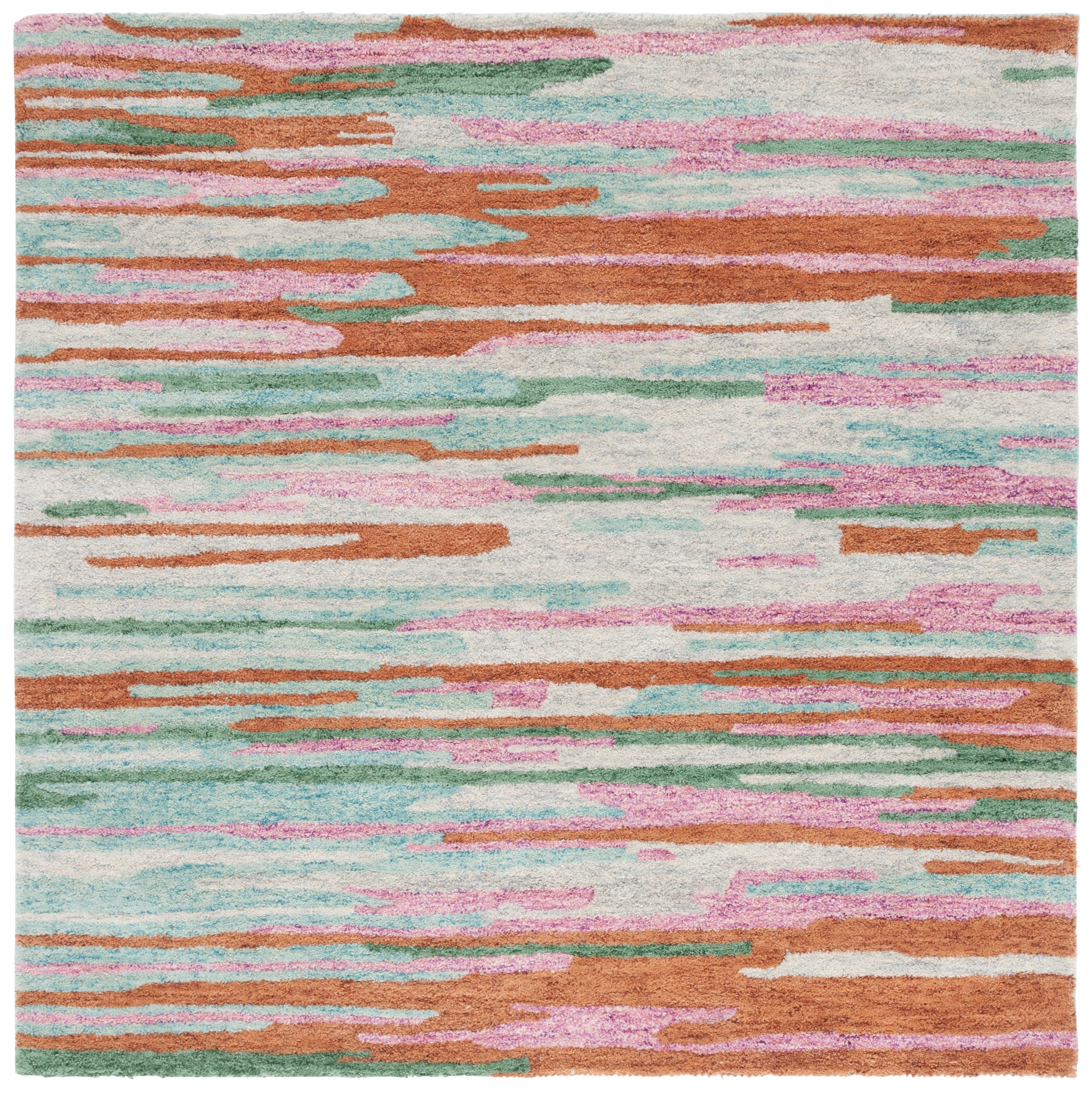 SAFAVIEH Bellagio Jannah Abstract Area Rug, Green/Pink, 6' x 6' Square