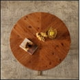 thumbnail image 4 of 33.86"Modern Retro Splicing Round Coffee Table,Fir Wood Table Top with Gold Cross Legs Base(Same SKU:W757127348), 4 of 15