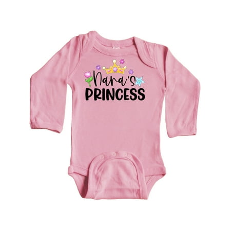 

Inktastic Nana s Princess Crown and Flowers Gift Baby Girl Long Sleeve Bodysuit
