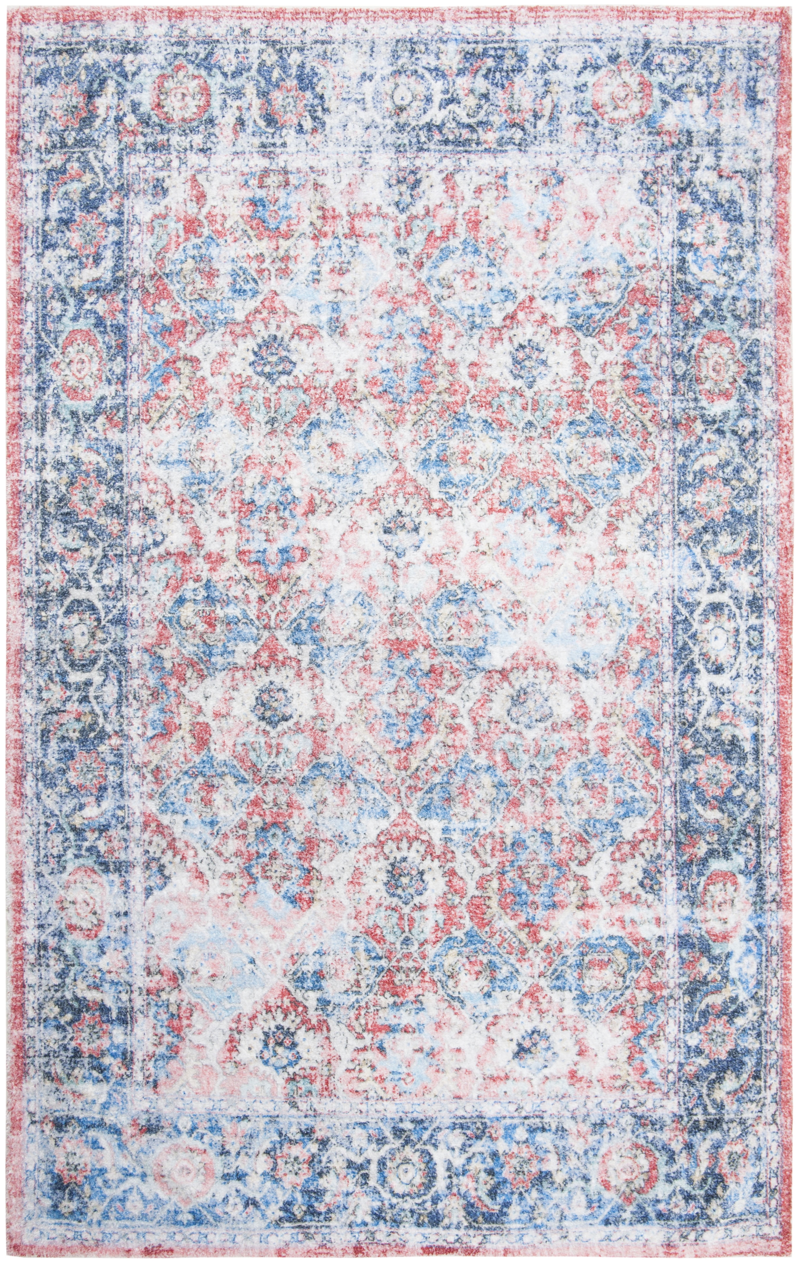 SAFAVIEH Saffron Bronagh Distressed Oriental Area Rug, Rust/Blue, 8' x 10'