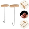 thumbnail image 5 of Monyance meat hook for butcher shop Meat Processing Equipment 2pcs Stainless Steel T Shaped Hooks with Wood Handle(7.87X4.13X2.76Inches), 5 of 11