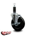 thumbnail image 2 of 5 Inch Hard Rubber Swivel 1-1/8 Inch Expanding Stem Caster with Brake SCC, 2 of 2