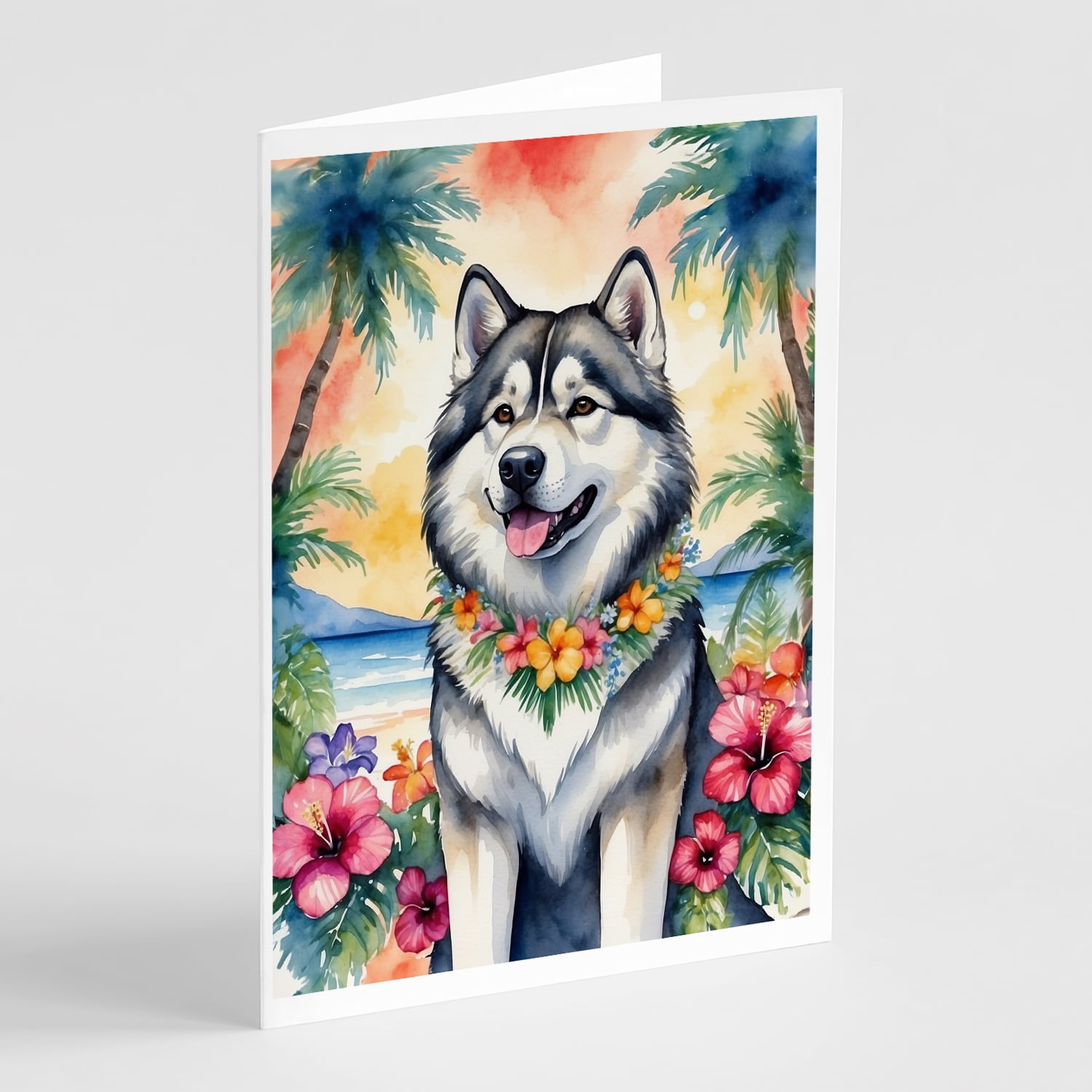 Boxer Luau Greeting Cards Pack of 8 7 in x 5 in