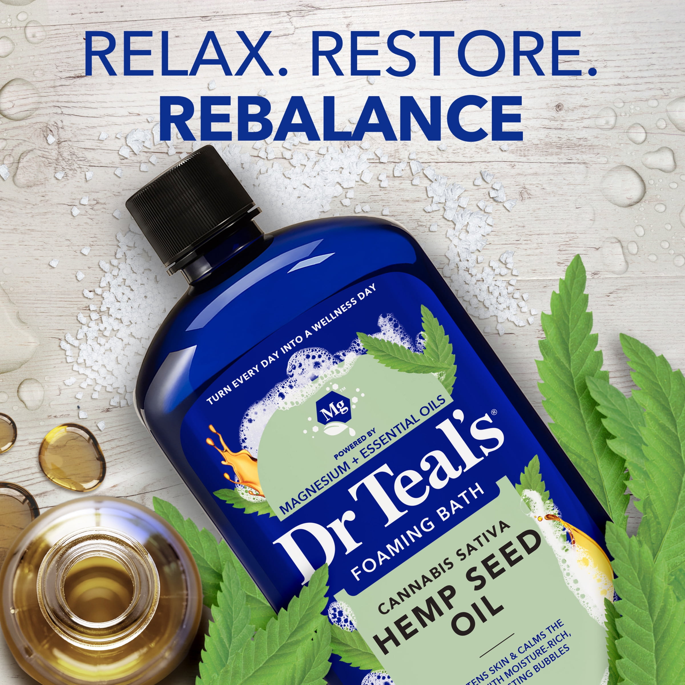 Dr Teal's Foaming Bath, Cannabis Sativa Hemp Seed Oil with Essential Oil Blend, 34 fl oz.