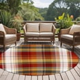 thumbnail image 5 of 5ft Washable Round Rug, Scottish Tartan Plaid Non-Slip Circle Area Rug for Living Room Bedroom, Gingham Plaid Vintage Geometric Grid Indoor Floor Mat for Home Decor, 5 of 9