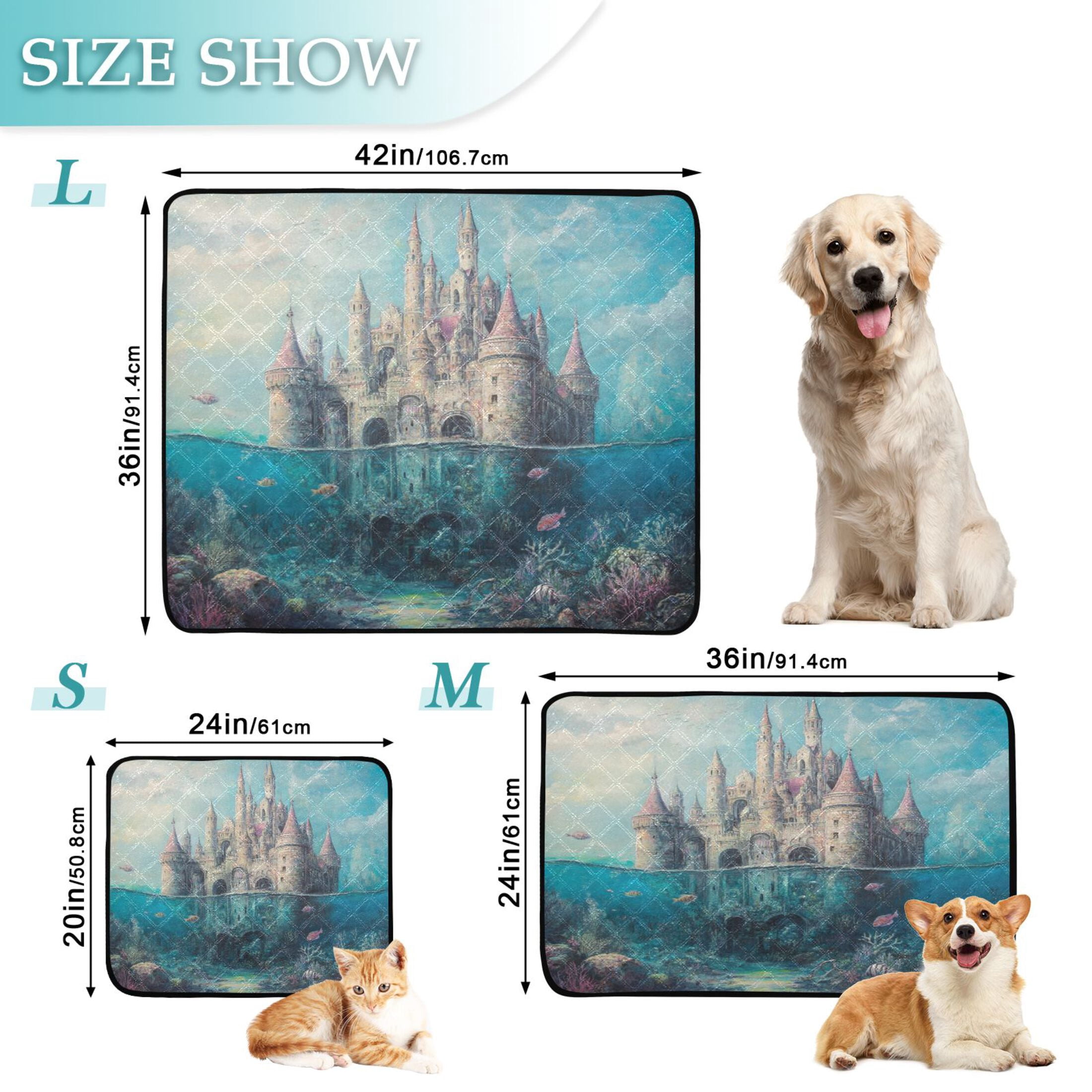Qxltty Seabed Castle Cat litter Pads Pet Set of 2 Diaper Mats Center Anti-leakage Layer Absorbent Soft and Comfortable
