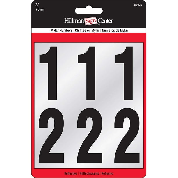 3Inch Numbers Kit, Black Reflective, SquareCut Mylar, Self Adhesive