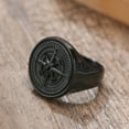 thumbnail image 4 of Men’s 3D Compass Signet Ring - Cool Black Stainless Steel Finger Band Jewelry, 4 of 7