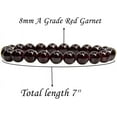 thumbnail image 2 of Natural AA Red Garnet Gemstone 8mm Round Beads Stretch Bracelet 7 Inch Unisex, 2 of 5