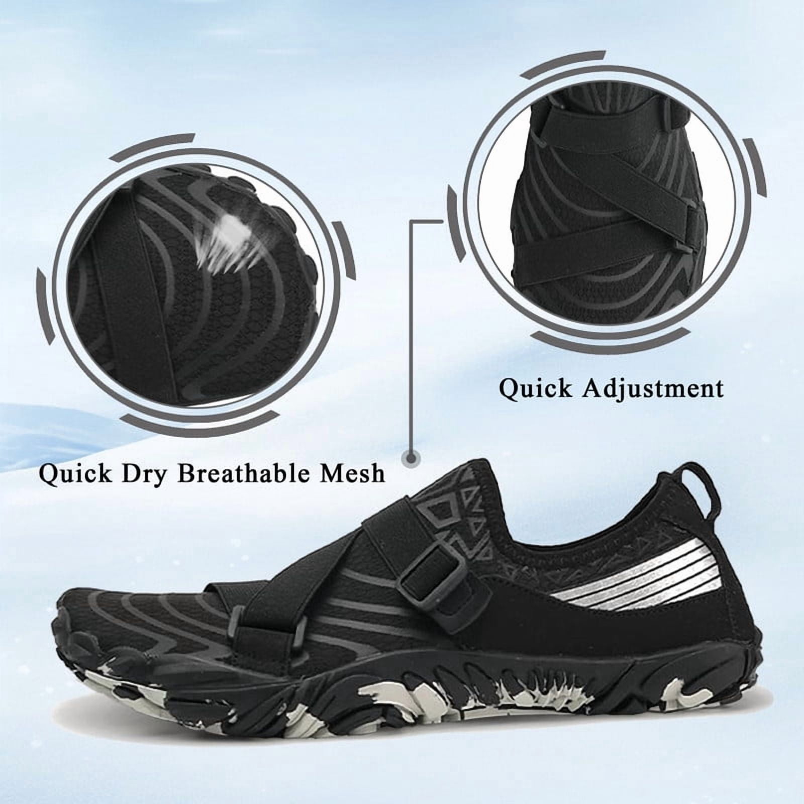 Stepedia Water Shoes Women Wide Barefoot Athletic Hiking Aqua Shoes Quick Dry Beach Shoes, Black US 10.5
