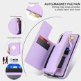 thumbnail image 3 of for Samsung Galaxy S20 FE Crossbody Wallet Phone Case with Card Holder&Zipper, Back Flip Folio PU Leather Kickstand Card Slots Case for Women Girls, Double Magnetic Clasp Shockproof Cover,Lightpurple, 3 of 8