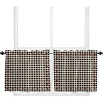 36 Inch Long Tier Curtains for Kitchen, Country Star Berry Black Buffalo Plaid Bathroom Window Curtains Rod Pocket Short Curtains Window Treatment Tiers for Living Room Farmhouse 2 Panels