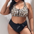 thumbnail image 2 of Traje de baño dividido para mujer con lazo y cremallera con estampado de leopardo de talla grande para mujer gorda a la moda para mujer Fridja  nalpqowj61223, 2 of 7