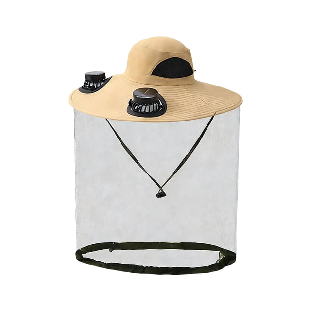 Klonfd Solar Fan Cap Wide Edge Fan Sun Cap Control Cap For And Solar USB Charging Cap With Net