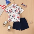 thumbnail image 5 of Xudanell 4th of July Baby Boy Outfit Button Short Sleeve Fashionable Independence Day Print Shirt Shorts Set Clothes for Boys Black 3-4 Years, 5 of 5