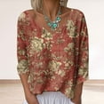 thumbnail image 4 of Fmbrln Womens Trendy Floral Print Shirts Fashion Casual V Neck Long Sleeve Blouse Loose Comfy Pullover Tops Fall Trendy Clothing Multicolor M, 4 of 5