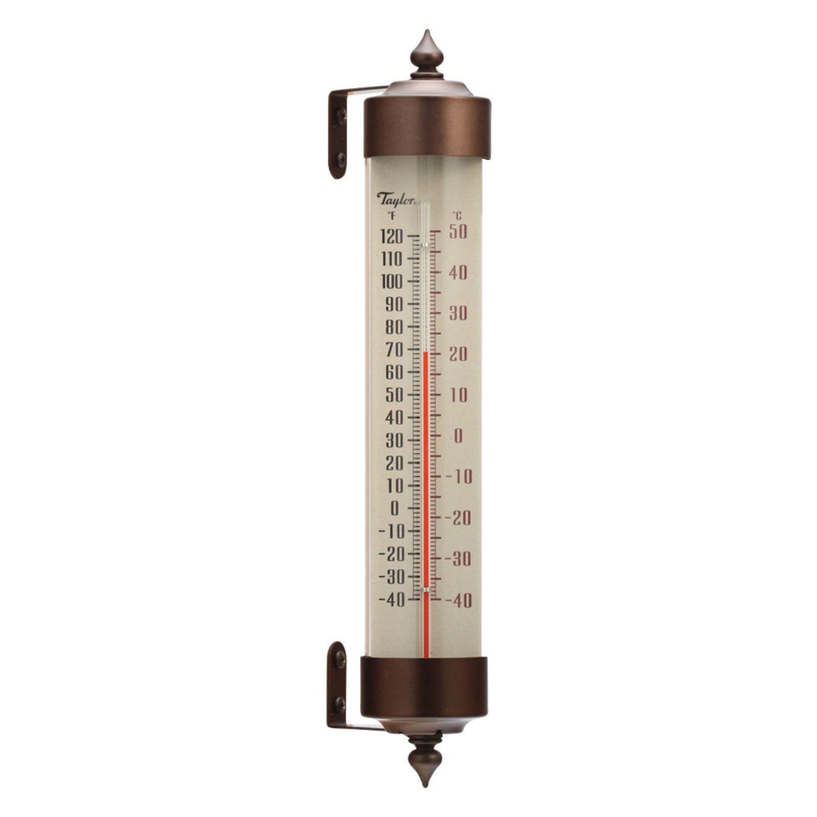 Taylor 12.25" Long Glass Tube Thermometer, Bronze