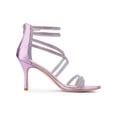 thumbnail image 3 of BLISSFUL STEP Style Women's Shoes Stiletto Heel Open Toe Ankle Strap Rhinestone Buckle Sandals Taro Purple 6, 3 of 7