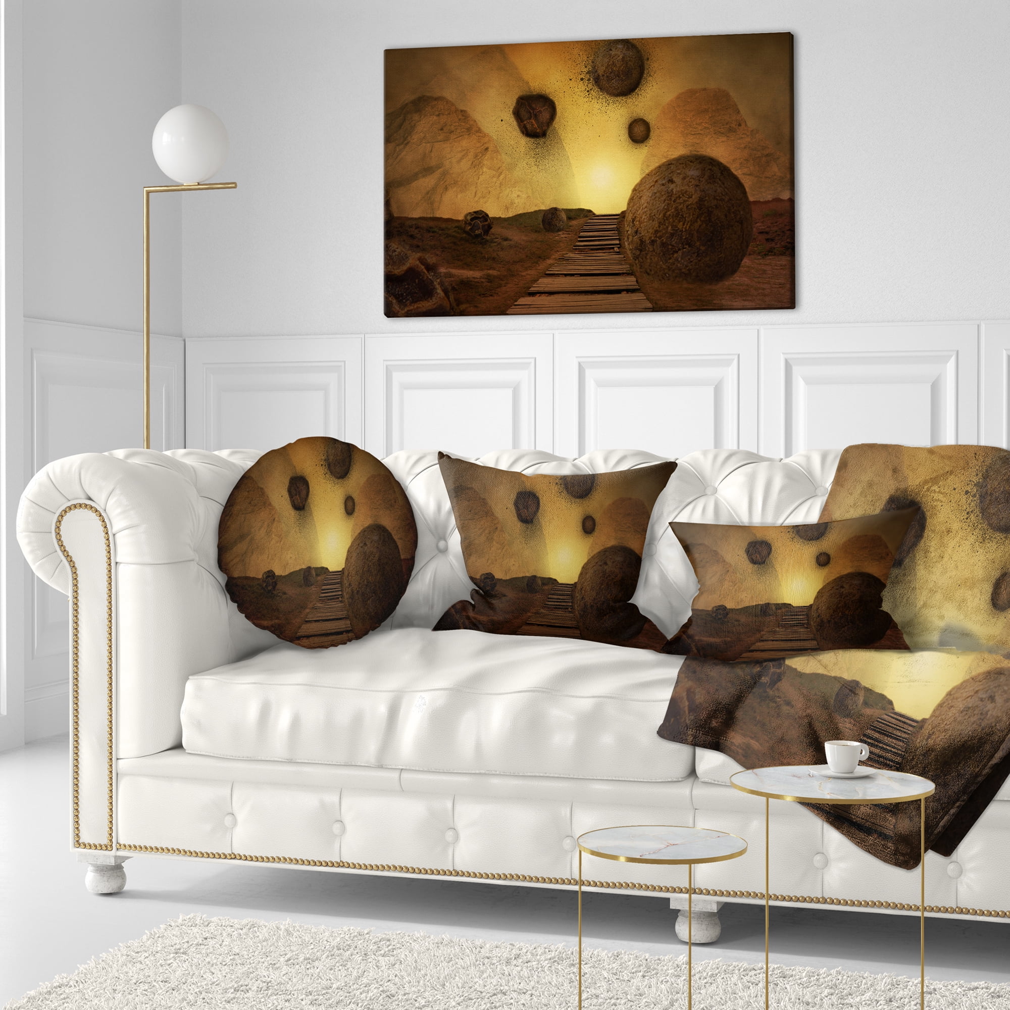 Designart Stones From Space - Abstract Throw Pillow - 12x20