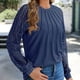 thumbnail image 5 of Camisa de manga larga con encaje recortado para mujer: top de punto informal de negocios, poliéster y spandex, tallas S-XXL, moda otoñal, 5 of 7