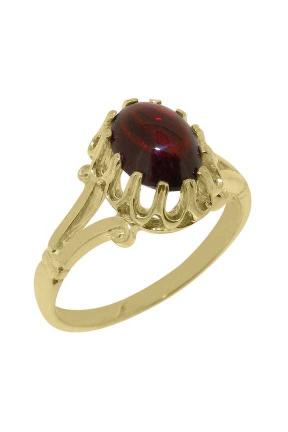 LBG British Made 9k Yellow Gold Natural Garnet Womens Statement Ring - 33 size options - Size 9