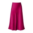 thumbnail image 5 of WAYUTE Women's Skirts Elegant High Waist Skirt Solid Color Satin Dress Elastic Waist Fashion Skirt Outdoor Activities Party Evening Outwear Holiday Skirt, 5 of 5