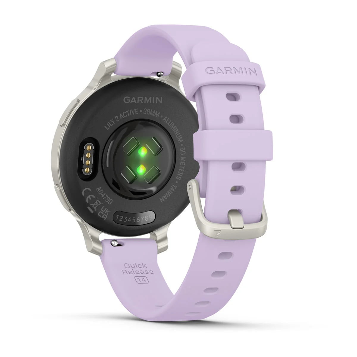 Garmin Lily 2 Active Smartwatch and Fitness Tracker - Silver with Purple Jasmine Silicone Band