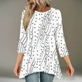 thumbnail image 2 of CYMMPU 3/4 Sleeve Blouses for Women Dressy Casual Loose Fit Spring Tunic Tops Fall Trendy Shirts Flower Pattern Round Neck Flare Hem Hide Belly Tops to Wear with Leggings T-Shirts White XXL, 2 of 7