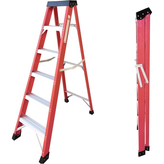 Ladder 6-Foot Fiberglass Platform Step Ladder, 330 Pound Capacity, Type IA, Folding Step Ladder for Home