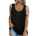 thumbnail image 2 of HAPIMO Women's Trendy Loose Cotton Lined Tank Tops Button for Teen Girls Solid Color Summer Tees Sleeveless Round Neck Shirts Casual Relaxed Workout Blouses Black L, 2 of 7