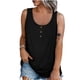 thumbnail image 1 of Fiudx Ofertas Relámpago Blusa de Cuello Redondo con Botones para Mujer, Camiseta Sin Mangas Holgada Informal de Verano, 1 of 7