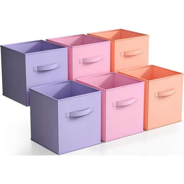 Sorbus Cubos de Almacenamiento de 11" (Paquete de 6) para la Habitación de los Niños, la Sala de Juegos y la Organización Del Hogar: Rosa, Naranja y Morado