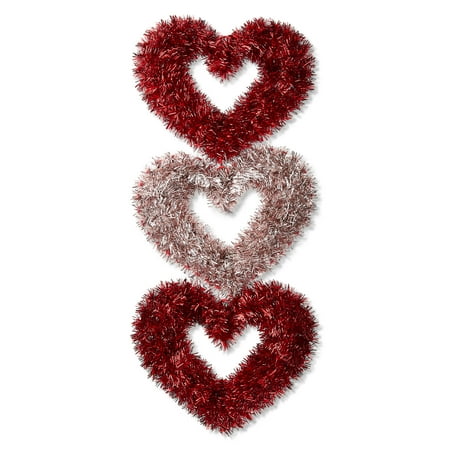 Tinsel Hearts Hanging Decoration Red and Pink 19 Valentine s Day by Way To Celebrate