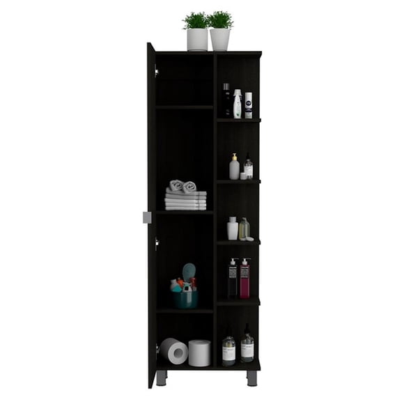 Tuhome Furniture Urano Armoire à Linge de 62 Pouces avec Rangement Ouvert, Noir