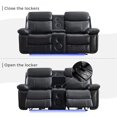 thumbnail image 7 of Power Loveseat Recliner Chair Sofa with Speaker for Living Room Faux Leather Electric 2 Seater Black Home Theater Seating Doubler Reclining Sofa with Hidden Storage,LED Lights,USB Port,Cup Holders, 7 of 7