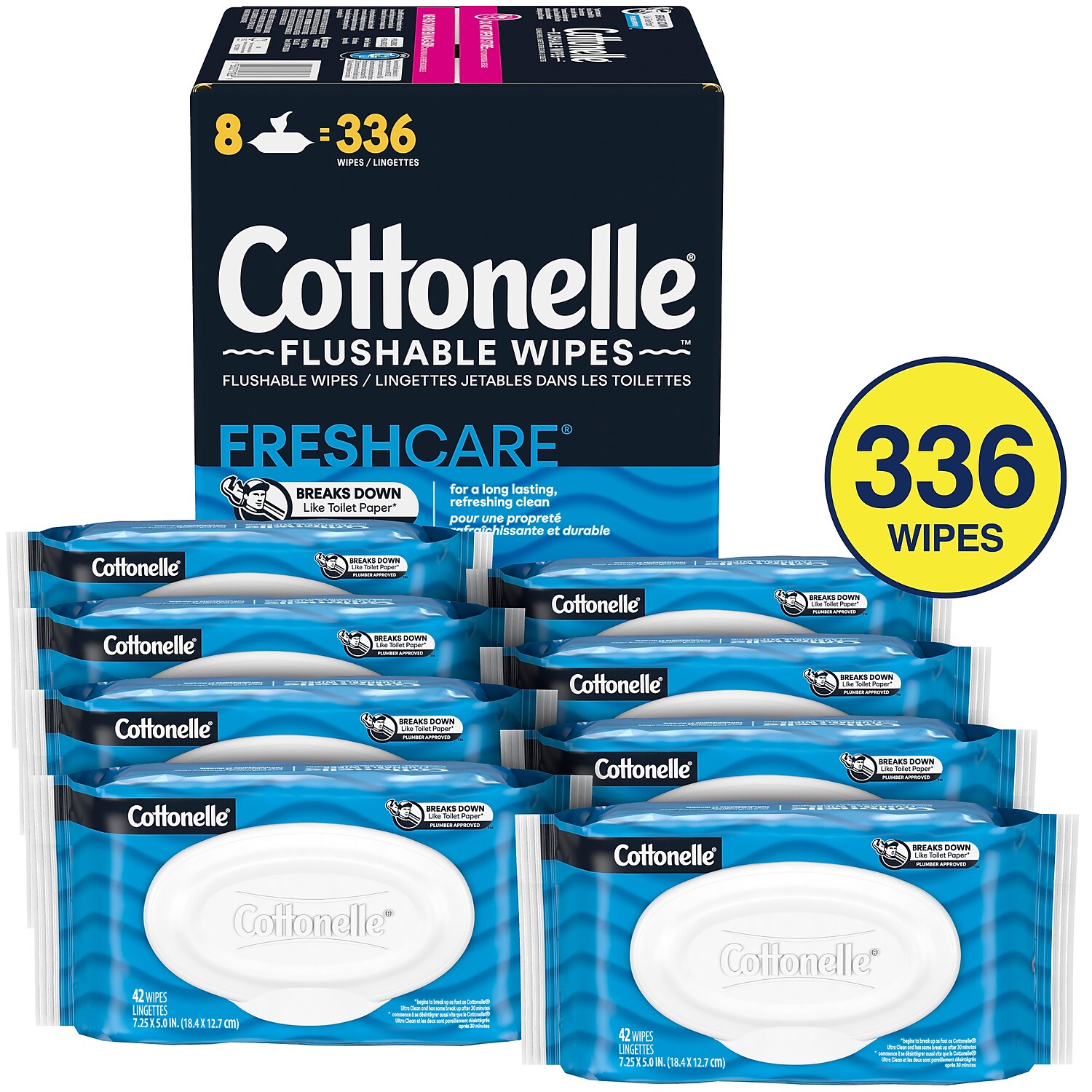 Cottonelle Flushable Toilet Paper Wipe White 42 Sheets/Pack 8 Packs/Carton (51826) - image 2 of 8