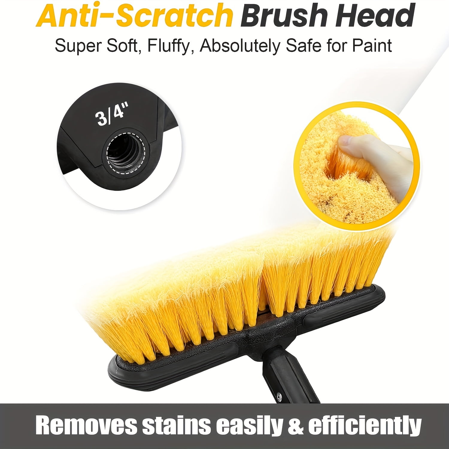 Charefin 62 inch Long Handle Car Wash Brush Kit Car Wash Kit with Tire Brush Window Squeegee Chenille Microfiber Car Detailing Brushes Car Cleaning Brush Kit Supplies for Car Truck SUV RV