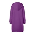 thumbnail image 4 of Long Hoodies for Women Zip Up Double Zipper Fleece Tunic Sweatshirts 2025 Fall Winter Oversized Jacket With Pockets Long Sleeve Casual Travel Outerwear​ Dark Purple L, 4 of 7
