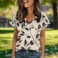 thumbnail image 4 of Odbmxy Tee Shirts for Women Short Sleeve V-Neck Summer Women Plus Size Tops Pullover Yellow Loose Graphic Camping Casual Tops, 4 of 7