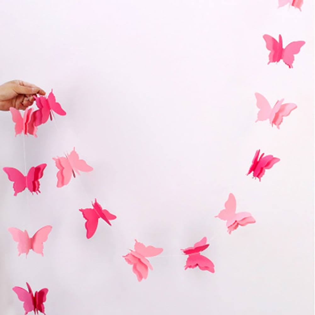 3D Hanging Paper Garland Butterfly Home Wedding Birth Party Ceiling Banner DIY J