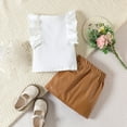 thumbnail image 4 of Toddler Baby Girls Outfits Sleeveless Ruffle Ribbed T Shirt + Leather Skirts 2Pcs Clothes Suit Girls Outfits Summer, 4 of 9