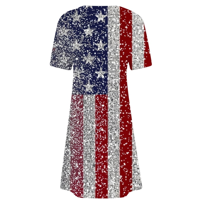 Cagogo Women Summer American Flag 4th of July Midi Sundress Homecoming  Dresses Under $5 Plus Size Fourth of July Patriotic Short Sleeve Hide Belly Formal  Dresses - Walmart.com