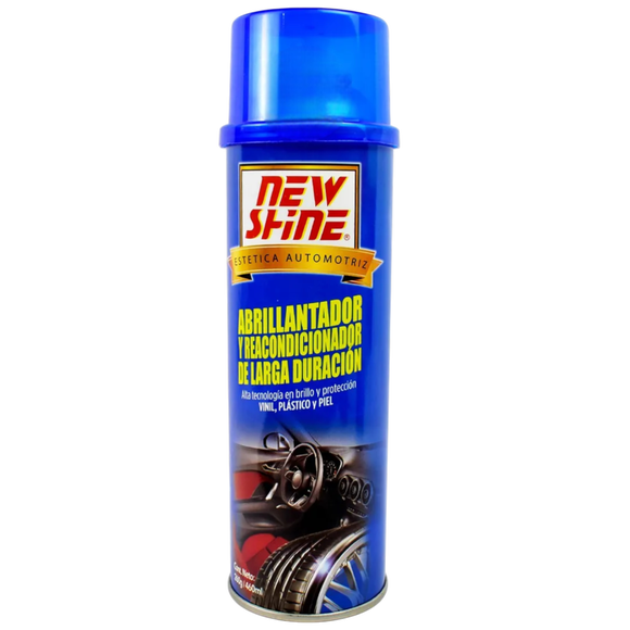 Abrillantador y Reacondicionador New Shine 460ml | Brillo Largo Duración | Renovador de Plásticos y Vinil