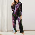 thumbnail image 3 of Kll Grape Print Women'S Long Sleeve Pajamas With Pants Sleepwear Loungewear 2 Set-Small, 3 of 9