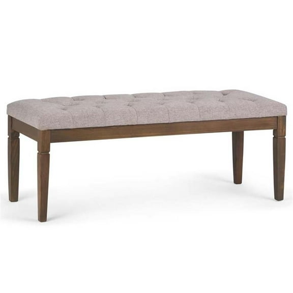 Trent Home 48" W Rectangle Tufted Ottoman Bench in Cloud Gray Linen Look Fabric