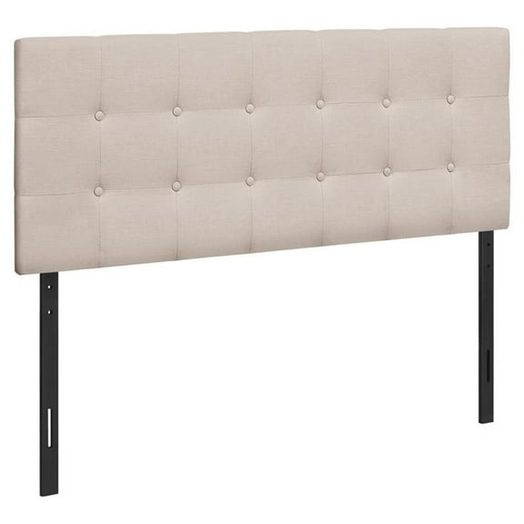 Pemberly Row Full Size Upholstered Linen Bed Headboard in Beige